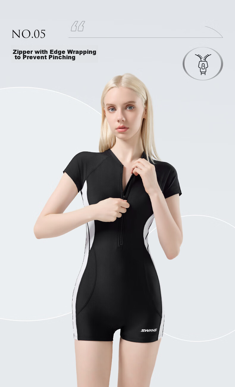 SWANS Women's Swimsuit, Hot Spring Tummy Control Conservative One-Piece Professional Swimming Slimming Beach Sun Protection Quick-Dry Swimwear, Size L 7
