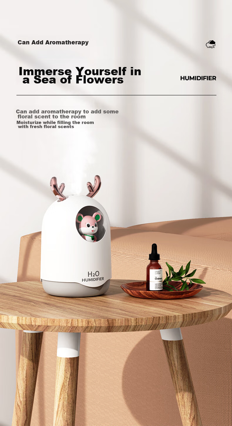 Kelleia USB Humidifier, Quiet Operation for Bedroom, Baby, Office Desk, Large Capacity, Smart Humidity Control, Dual Spray Heads, High Mist Output, Low Noise, Air Purification [Nanometer Atomization] 5
