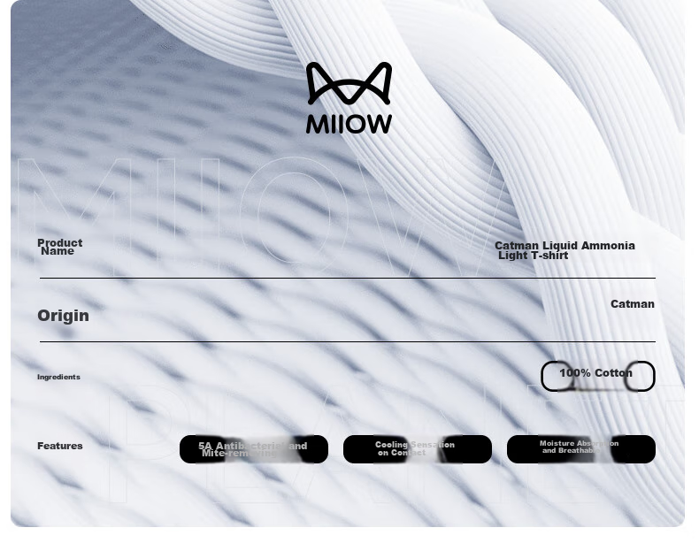 MiiOW Unisex T-Shirt, Liquid Ammonia Pure Cotton, White Short-Sleeve Round Neck, Thin Casual Sporty Base Layer 4