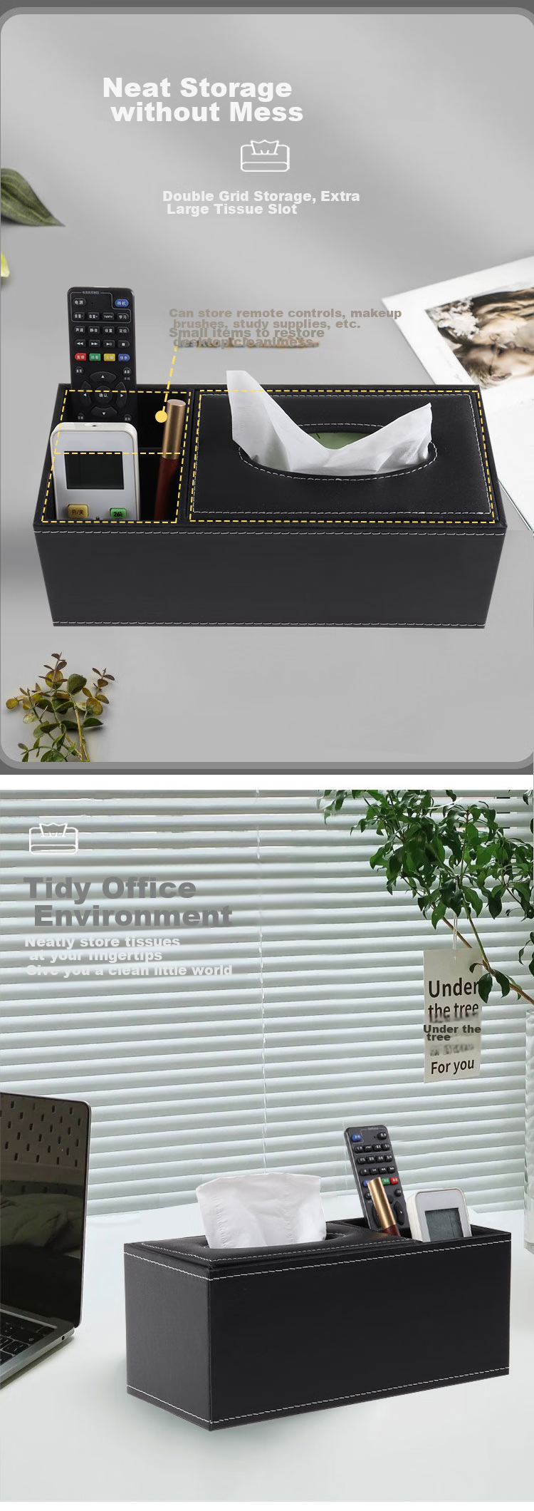 Youjialiangpin Tissue Box, Living Room Napkin Holder, Desktop Storage, Paper Towel Dispenser, Office Business Magnetic Leather Cover 6