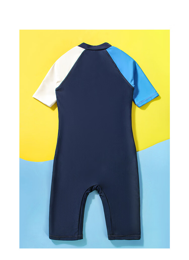 Yizi Children's Swimsuit, Boys' One-Piece Swimwear, Surfing Suit, Beach Swimwear, EZI22B009, Navy Blue, 150cm 7