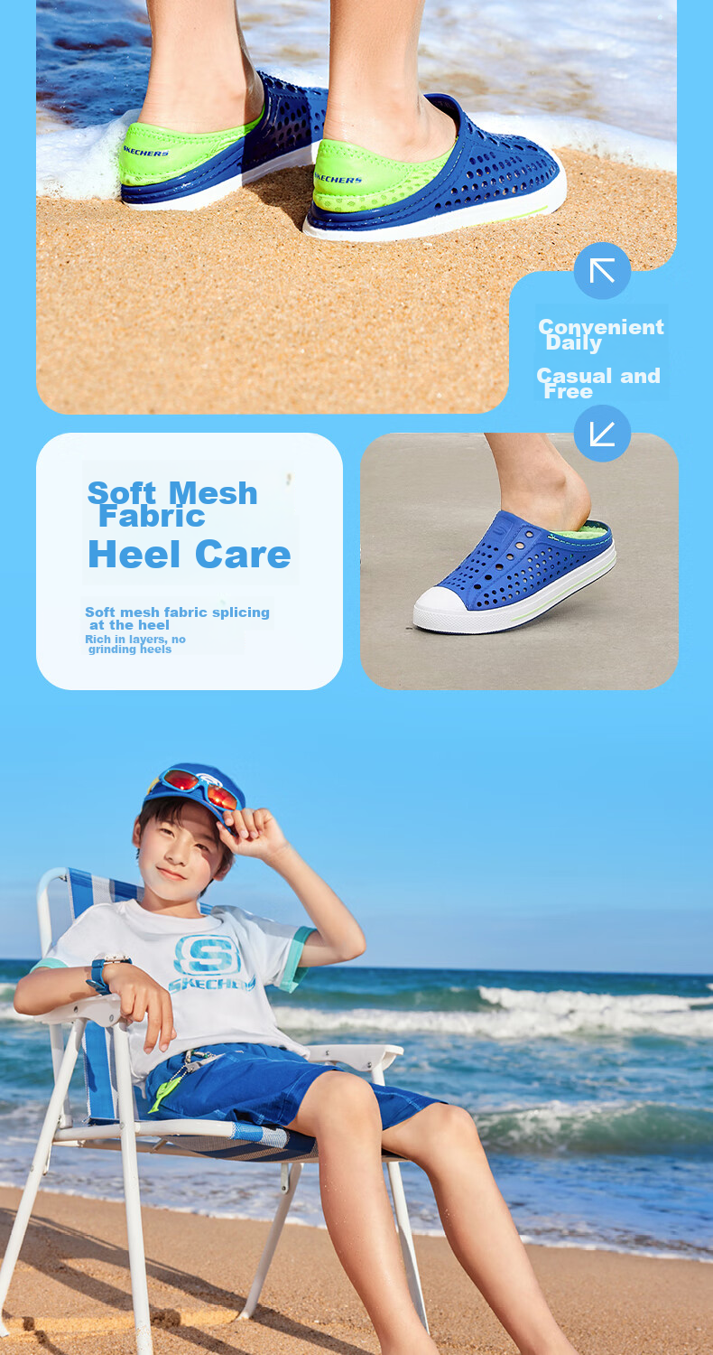 Skechers Girls' Summer Breathable Slip-On Mesh Casual Sandals Holes Shoes 308006L 6