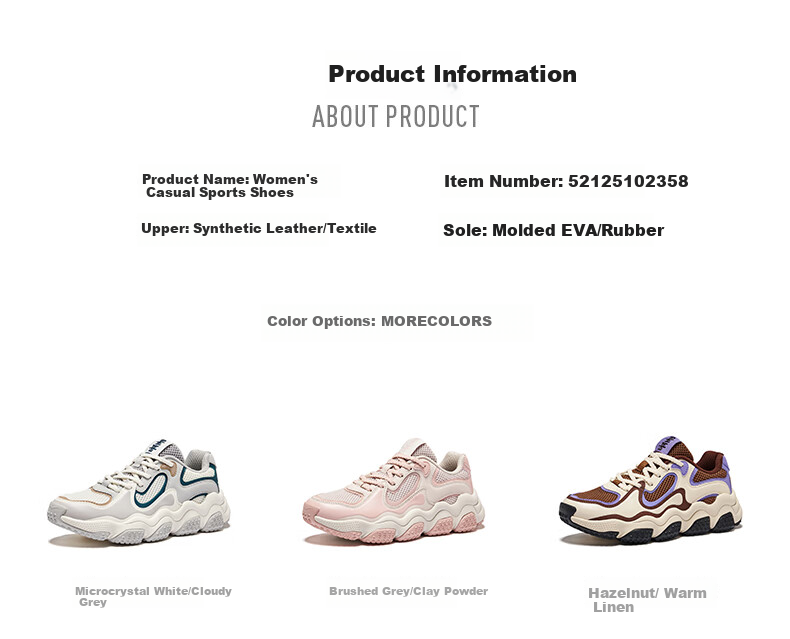ERKE Casual Shoes, Spring New Retro Bread Shoes, Thick-Soled Sneakers, Fashionable Versatile Dad Shoes, Simple Women's | Xingyue 11