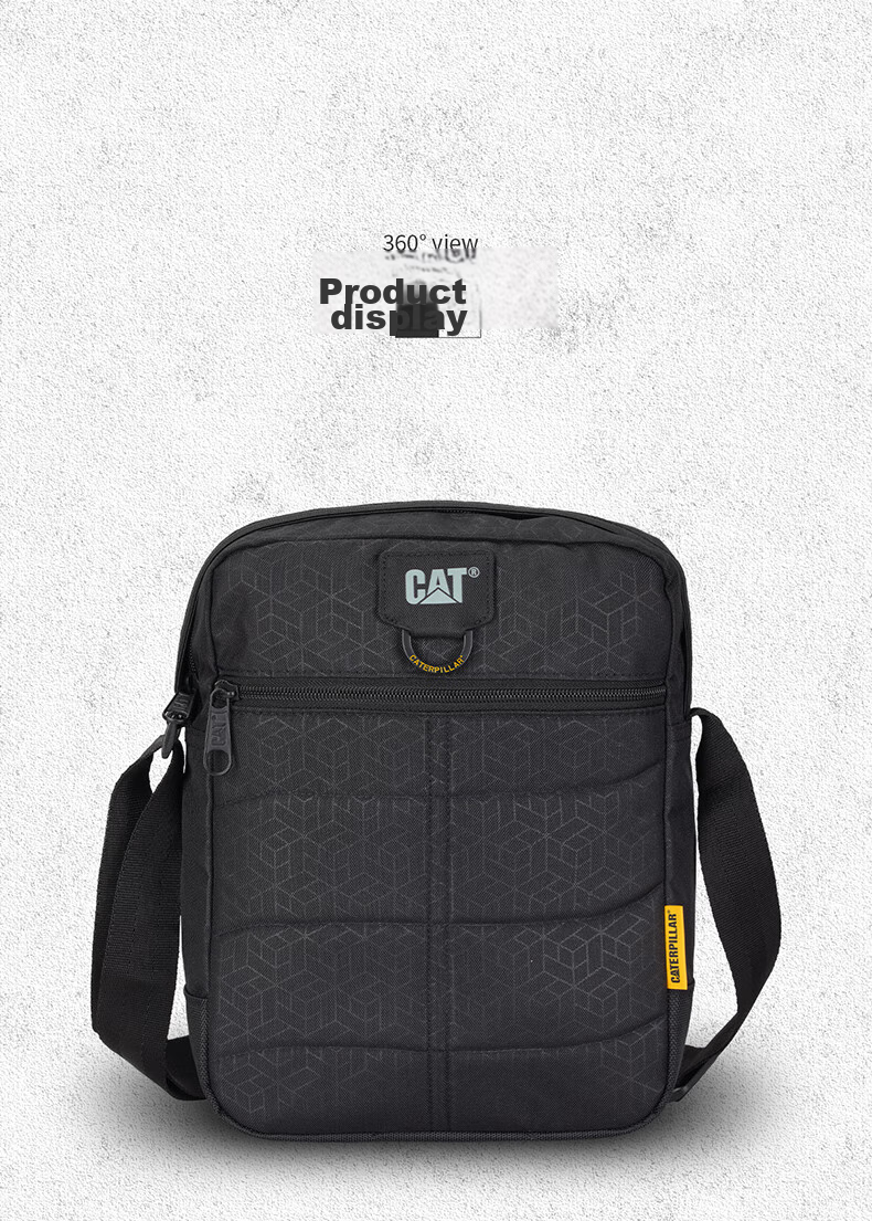 CAT Crossbody Bag, Casual Shoulder Bag, 13-Inch IPad Bag, Simple Classic Medium-Sized Messenger Bag, Men's And Women's Dark Pattern Black, 84058 8