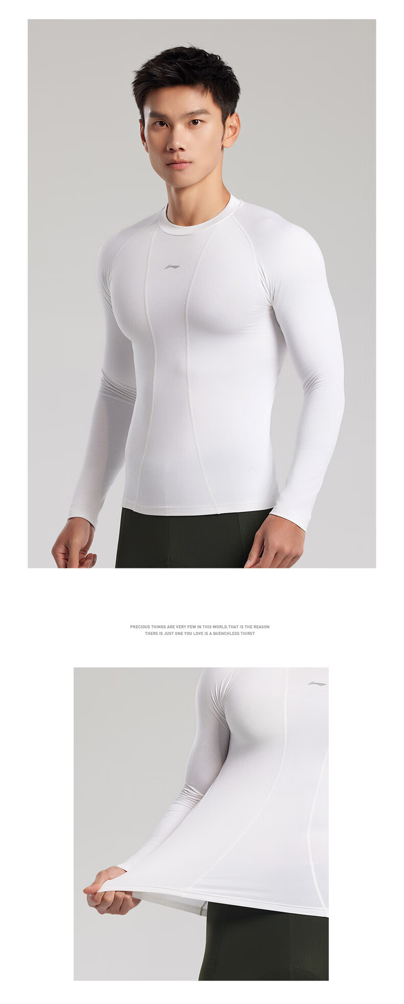 LI-NING Long Sleeve Cycling Thermal Base Layer Unisex Autumn Winter Road Bike Windproof Sweat-Wicking Compression Shirt 8