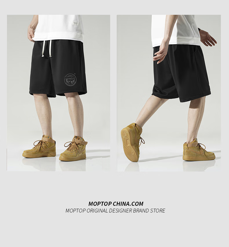 MMOPTOP Japanese-Style Knee-Length Shorts, Men's Summer Trendy Printed Loose Casual Comfortable Sports Shorts, HYJ01 Apricot Color, 3XL 4
