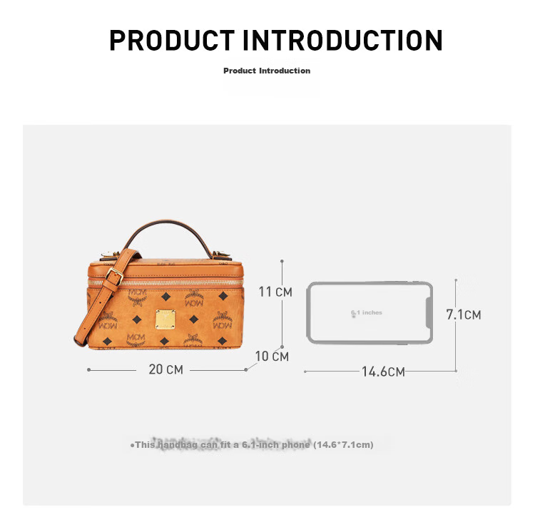 MCM ROCKSTAR Medium Handbag, Crossbody Bag, Makeup Bag, Box Bag, Cognac Color, Gift 1