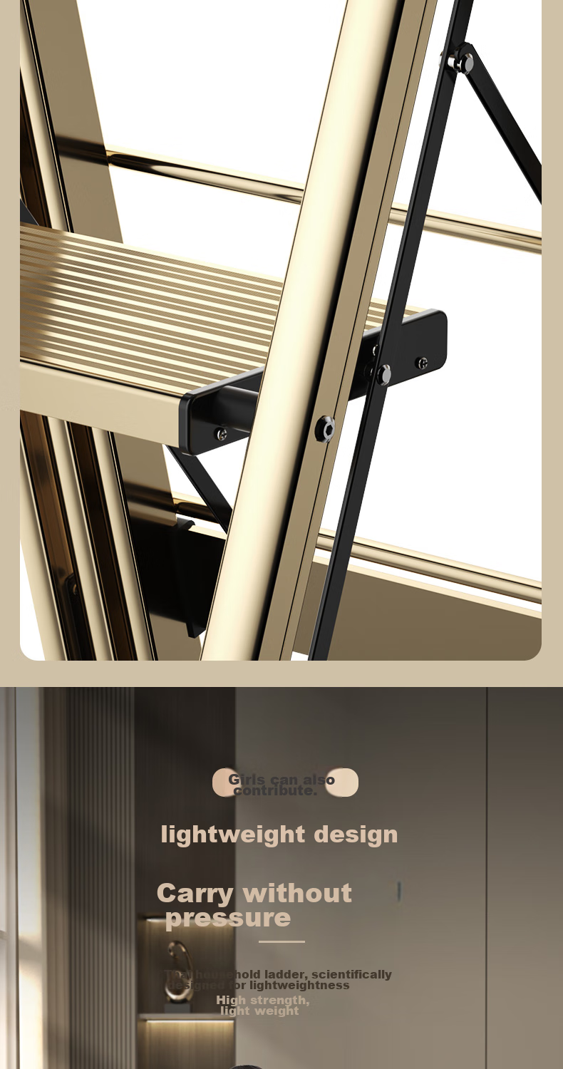 Kentai Folding Ladder, Household Foldable Clothes Drying Rack, Dual-Use Indoor Multifunctional A-Frame Ladder, Thickened Aluminum Alloy Ladder Q6-H4 10