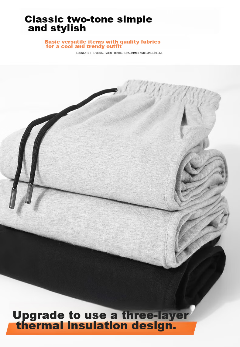 Jeanswest Casual Pants for Men, Spring And Autumn Style, Sports Sweatpants, Heavyweight Joggers, Trendy Brand, Loose-Fitting Large Size Black Trousers for Me 5