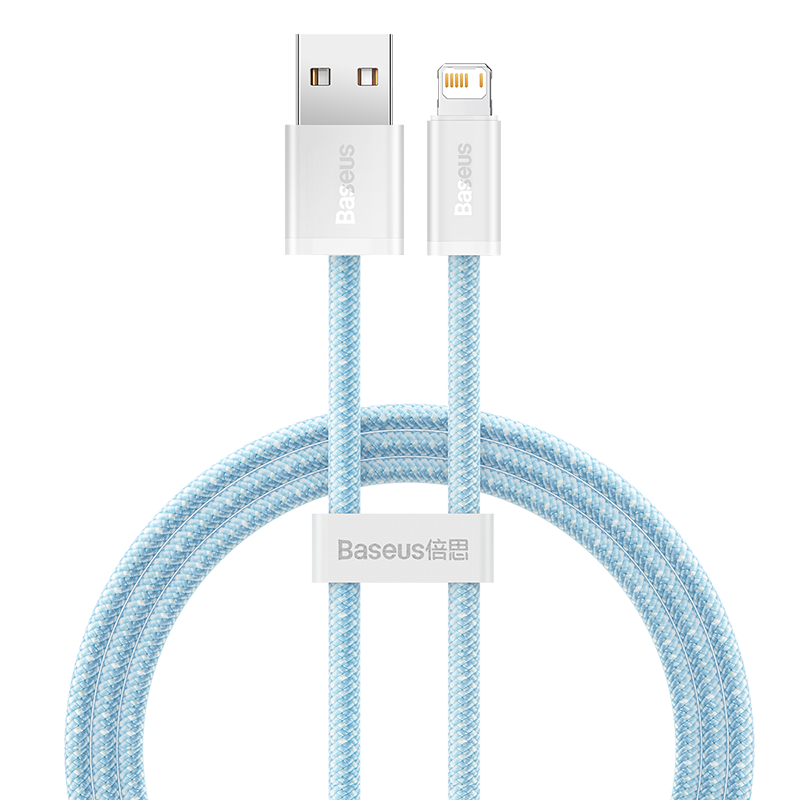 BASEUS Apple Data Cable Fast Charging Cord for IPhone 14/13/12 Pro Max/XR/Xs/11/8, Compatible with IPad Pro/Air 2 Tablets And Car Charger, 1 Meter Blue