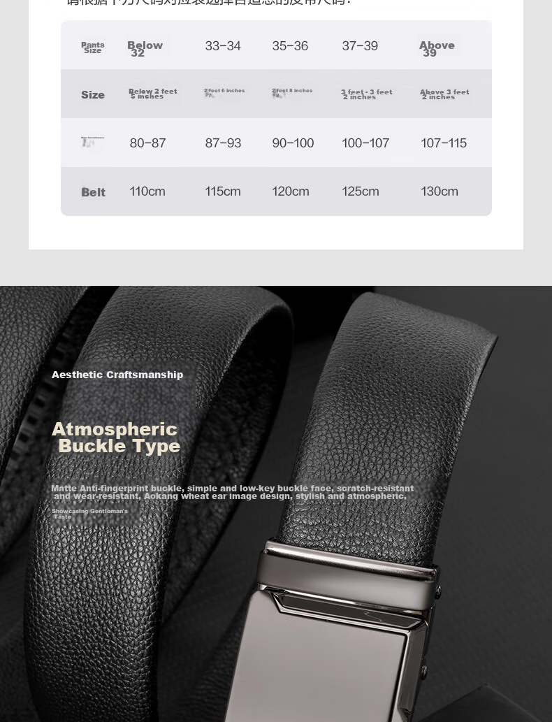 Aokang Men's Automatic Buckle Belt, Top-Grain Leather, Business Trouser Belt, Birthday Gift for Husband 4