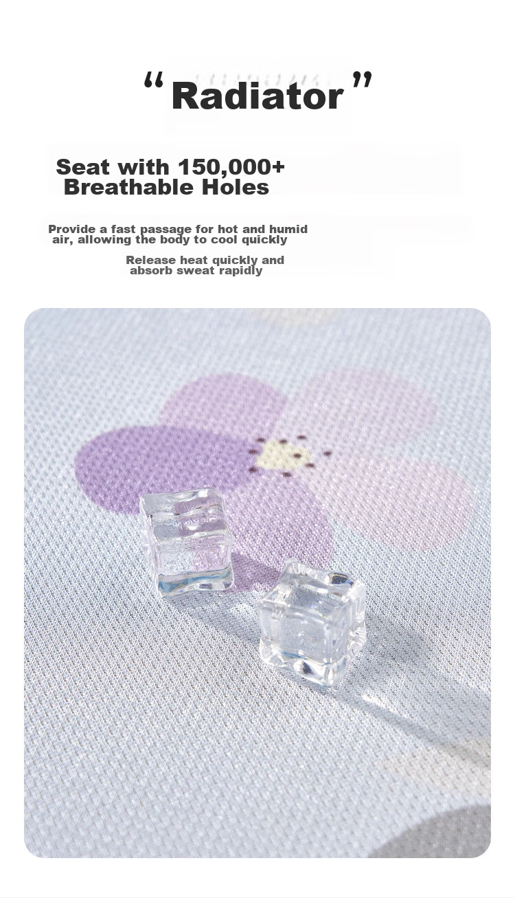 Laoxijiang Cooling Ice Silk Mat Set, Single Person Two Pieces, 90*200 Cm, Summer Floral Pattern [Machine Washable] 6