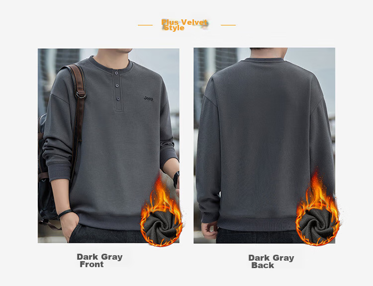 JEEP Men's Sweatshirt, Loose-Fitting Long-Sleeve T-Shirt for Spring And Autumn, Casual Trendy Clothing for Men, Dark Gray, 4XL 10