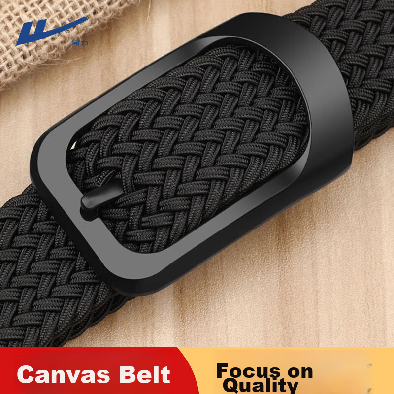 Huili Canvas Belt for Men And Women, No-Drill Tactical Elastic Woven Belt, Versatile Loose-Fit Trouser Belt 15