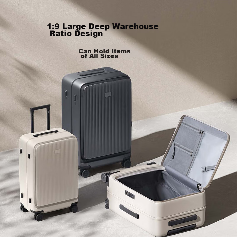 Mijia Xiaomi Luggage, 24-Inch Suitcase, Large Capacity Travel Case, Side-Opening Lid, Password Lock, Leather Suitcase for Men And Women, Smoke White Color