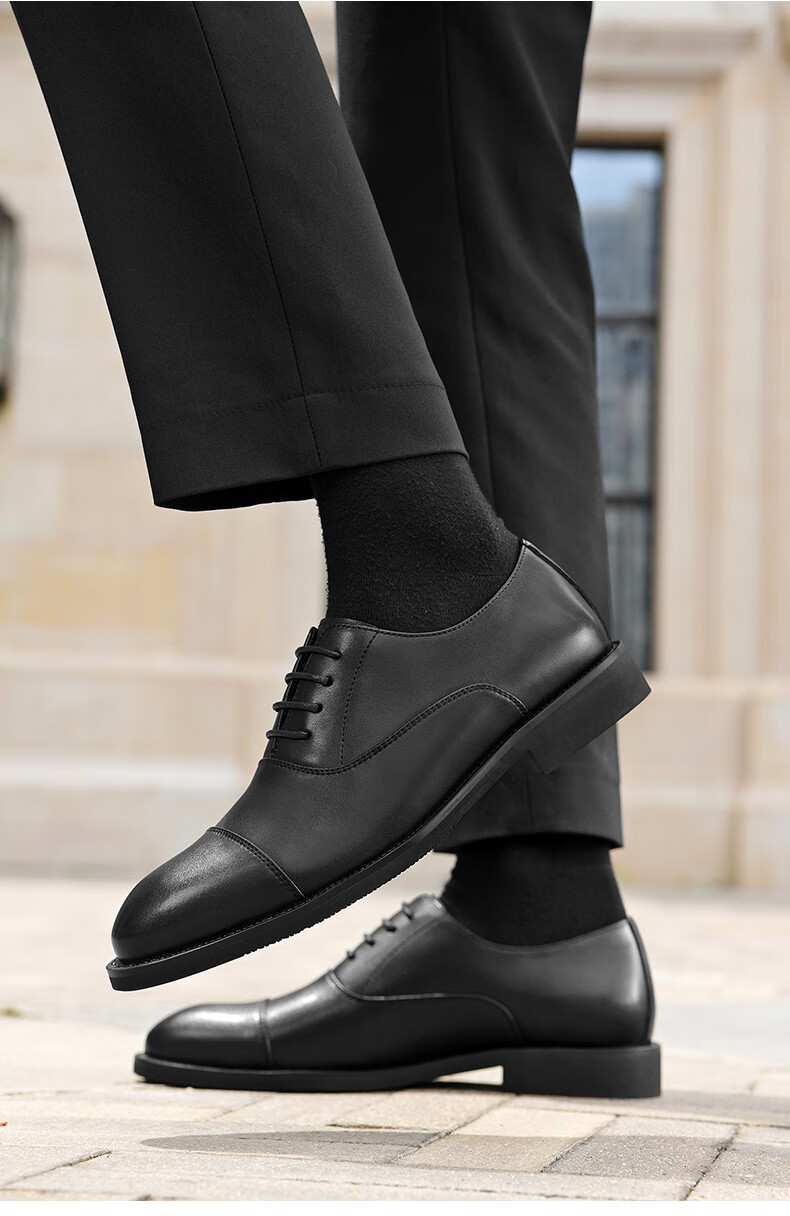HLA Men's Business Formal Casual Comfortable Lightweight Lace-up Oxford Shoes HAAPXM2EAV106 Black Size 38 5