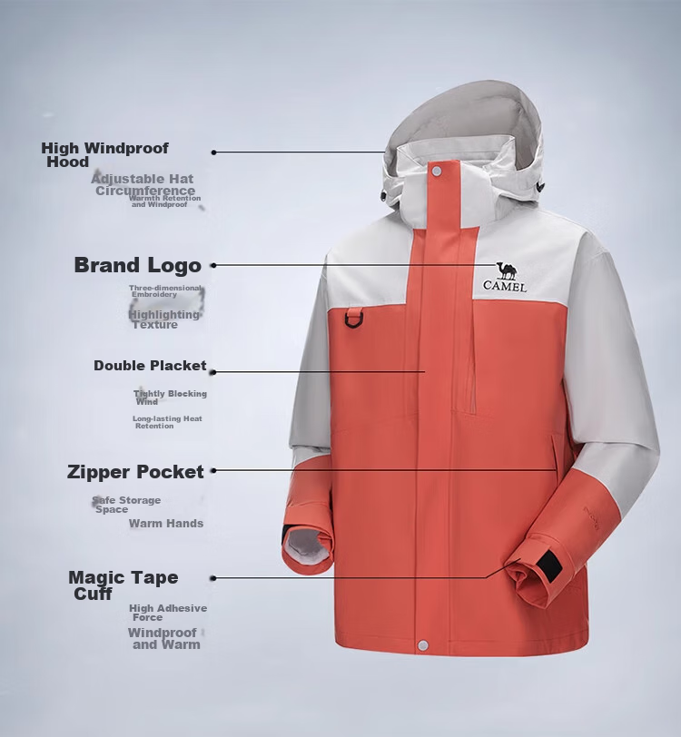 CAMEL Outdoor Functional Jacket for Men And Women, Three-In Detachable Windproof Waterproof Mountaineering Coat A14CAFO779 9