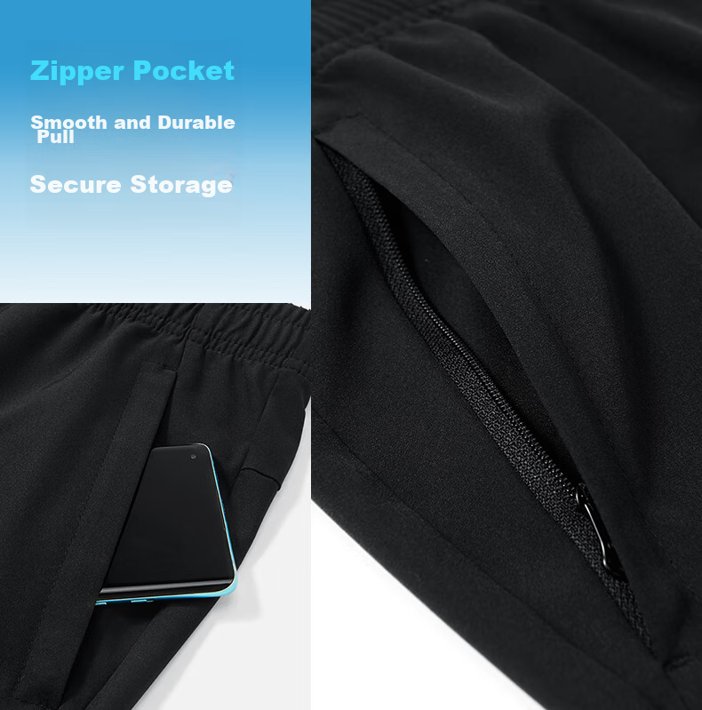 TECTOP Casual Pants, Men's Outdoor Solid Color Elastic Mesh Breathable Tapered Running Sports Pants 157, Men's Black S 12