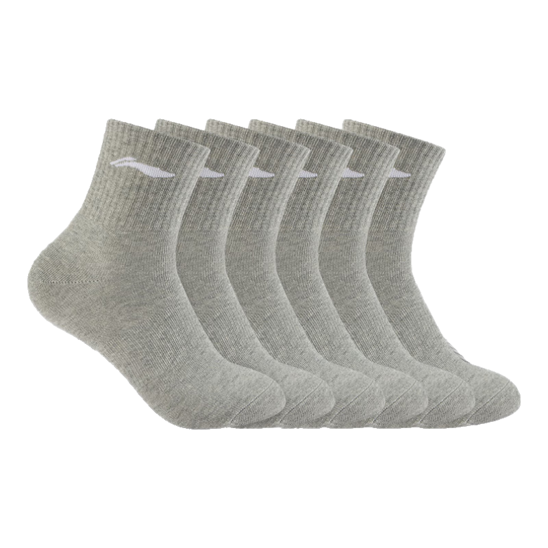 Li-Ning Socks (6 Pairs), Sports Socks for Men And Women, Mid-Calf Running Socks, Badminton Socks, Cotton Socks, Breathable Lifestyle Socks