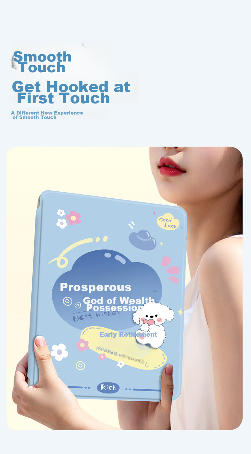 Shihan IPad Air 11-Inch Case Compatible with 2025/24 Air7/6/5/4 Models, M3/M2 Chip, with Pencil Holder, Rotating Landscape And Portrait Support, Cartoon Painting Design, Shockproof And Bend-Resistant 6