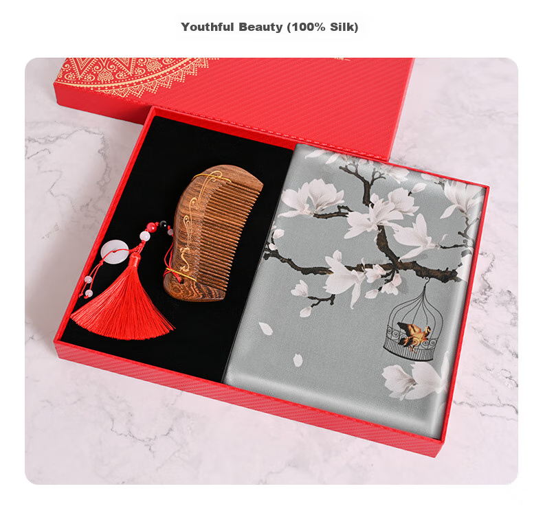 Hangsilu Silk Scarf Brooch Gift Box, Chinese-Style Square Scarf, Mulberry Silk, High-End Birthday Gift, Mid-Autumn Festival Present for Women And Mothers 22