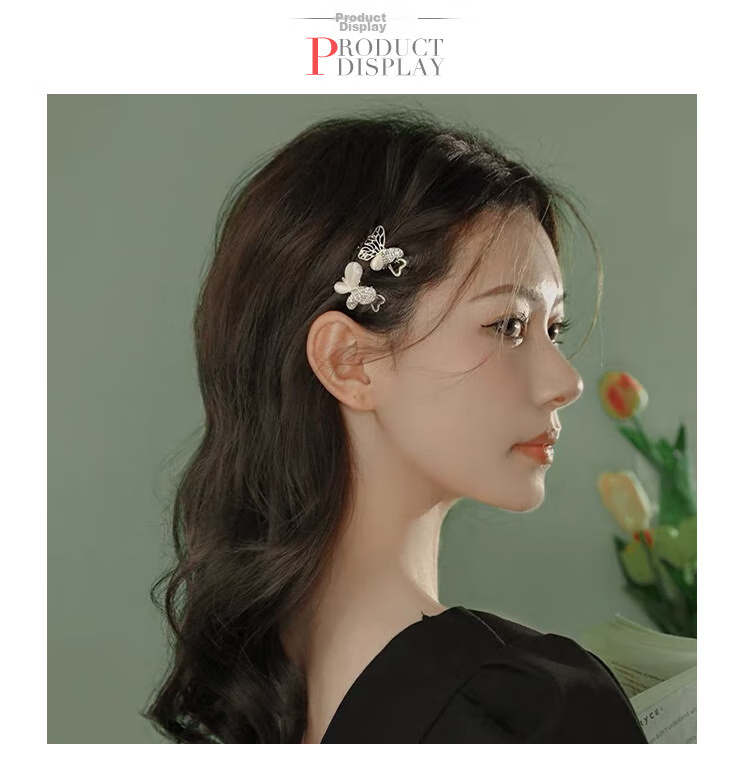 CHIMERA 2-Piece Set Butterfly Hair Clips Side Clips Top Clips Bangs Hair Clips, Women's Mid-Autumn Festival Gift 4