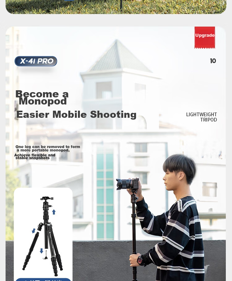 Fotopro E4I PRO+42QP & Joy Co-Branded Edition, Detachable Gimbal, Adjustable Monopod, Easy-Folding Panoramic Shooting Tripod for Mirrorless And Digital Cameras, Includes Phone Clamp 17