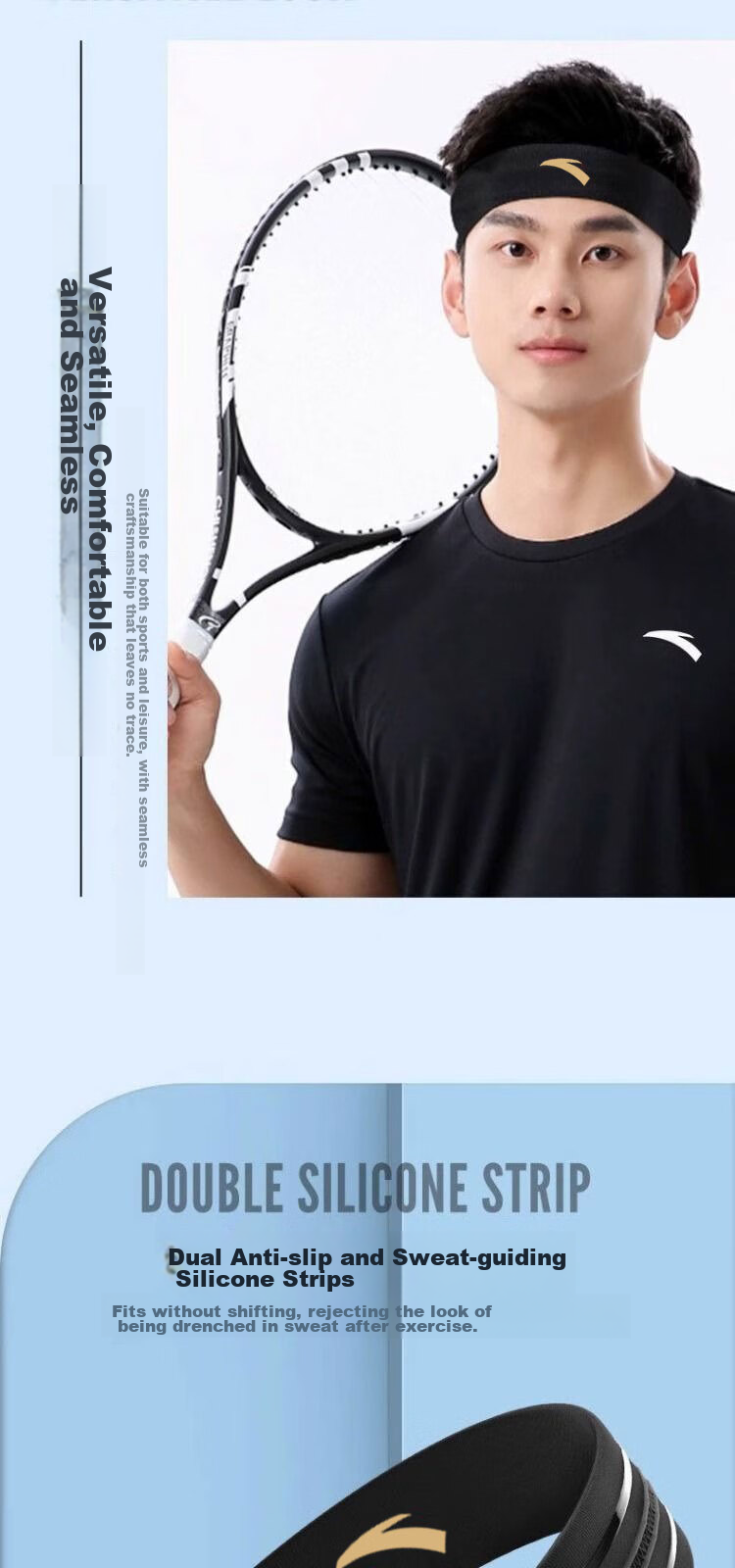 ANTA Sports Headband for Men And Women, Sweat-Absorbing Headband, Sweat-Stopping Band, Running Sweat-Guiding Band, Basketball Sweat-Proof Headband, Hair-Tying Band, Headband 6