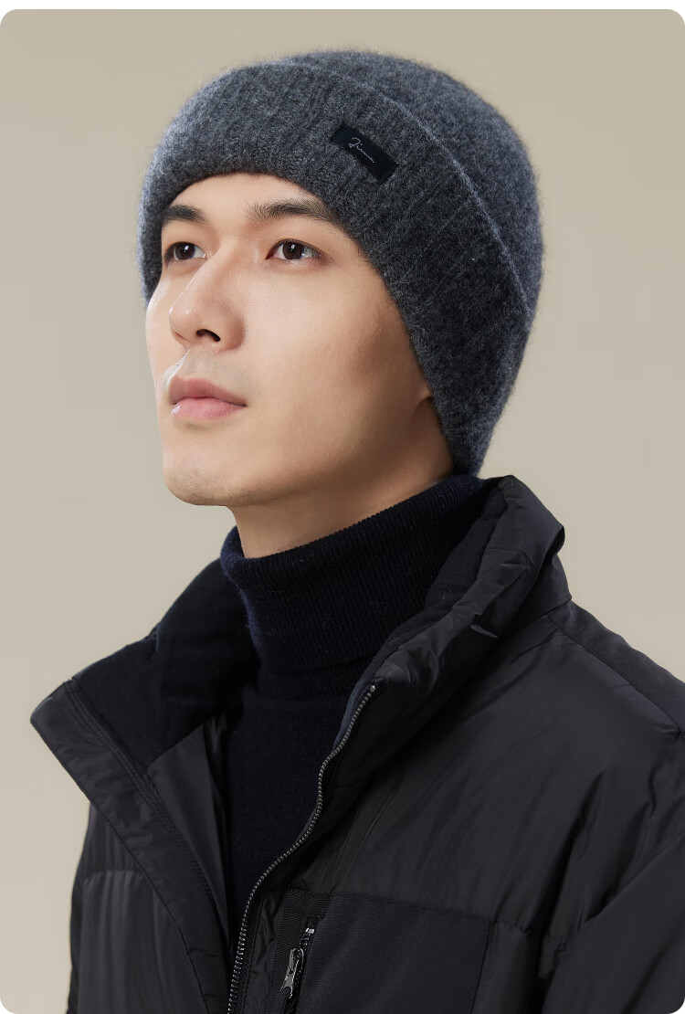 JIUMU Cashmere Warm Knit Hat, Autumn And Winter Woolen Hat, Cold Cap, Winter Cap, Outdoor Ear Protection Hat, Cold-Resistant Cap for Men in Winter Seaso 7