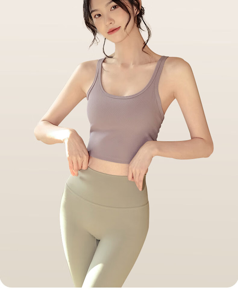XUEXIMAN Yoga Sports Bra Tank Top for Women with Chest Pads, Running Outer Wear Quick-Dry Ribbed Racerback Fitness Wear 17