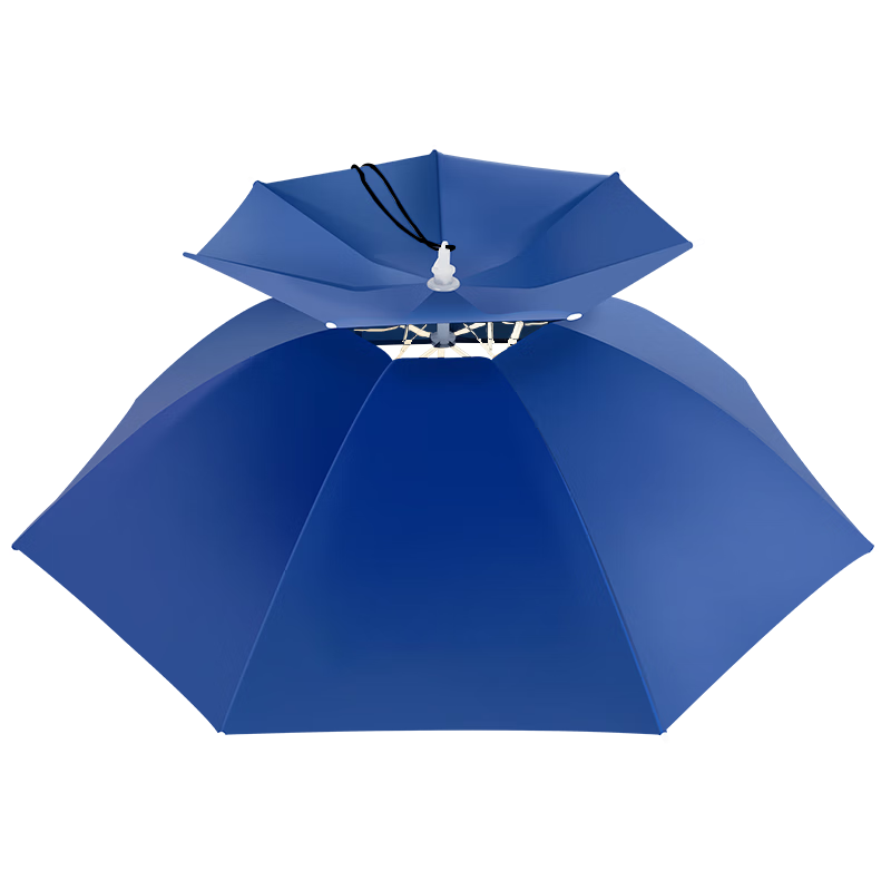 Xionghuo Fishing Umbrella, 95cm Double-Layer Head Umbrella, Black Rubber Outdoor Sun Protection Rain Protection Head-Mounted Umbrella for Tea Picking And Sanitation Work