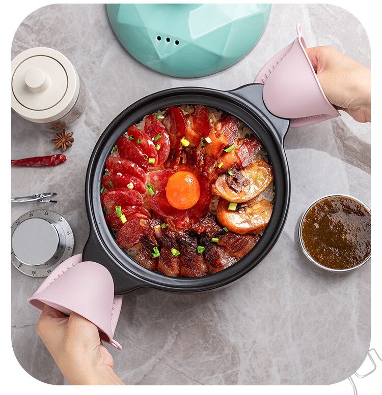 Banwushenghuo Heat-Resistant Silicone Gloves, Kitchen Utensil Holder, Bowl Gripper, Household High-Temperature Oven And Microwave-Safe Gloves 2