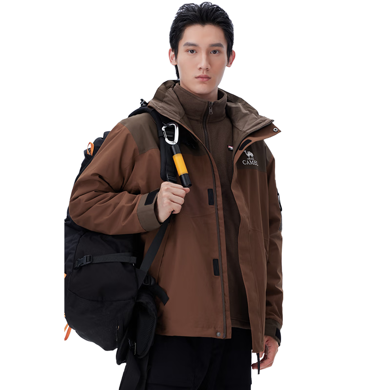 CAMEL Outdoor Hardshell Jacket AK80 Three-In Waterproof Mountaineering Coat for Men And Women, Tibet Travel Outerwear A34CATR808