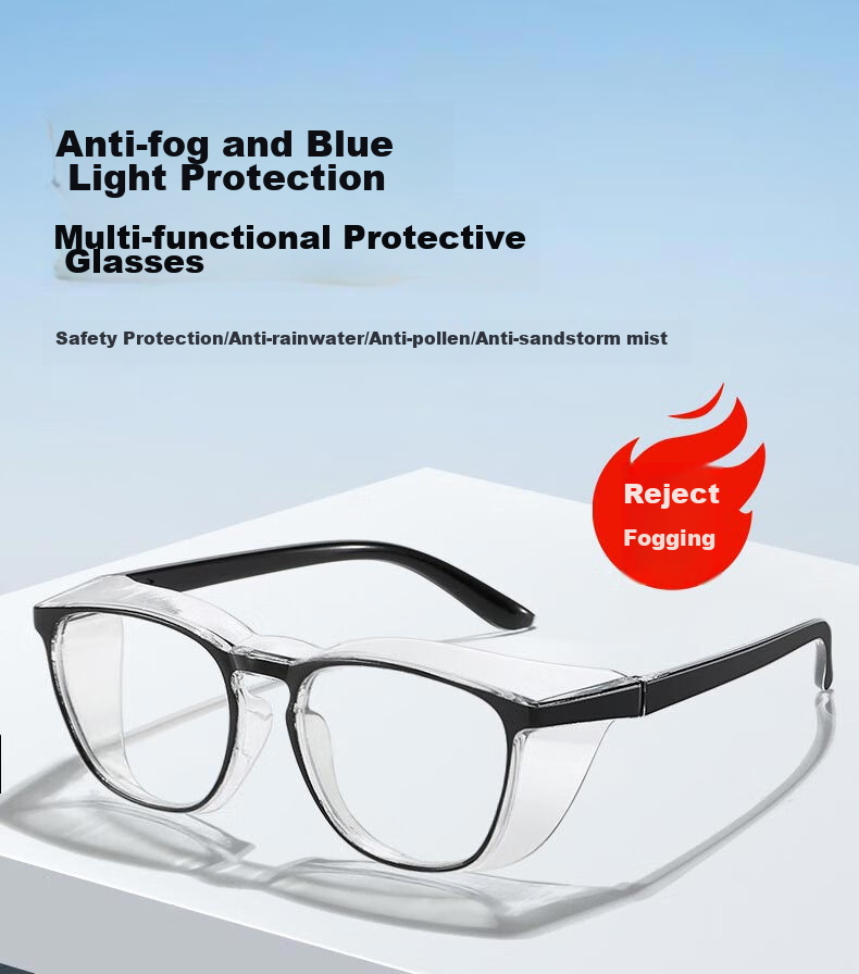 Cuntiandaofu Windproof Goggles, Pollen-Proof Glasses, Blue Light Blocking Glasses, Soft Protection, Anti-Fog And Blue Light Blocking Clear Frame Glasses 1