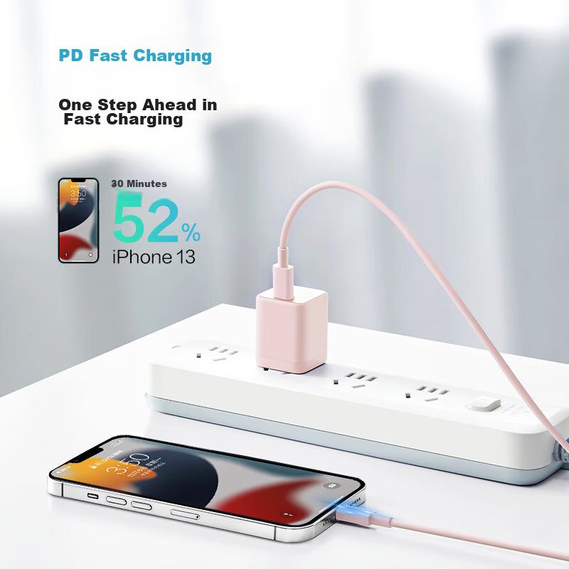 Кабель BULL Apple MFi, PD быстрая зарядка, для iPhone 14/13 Pro Max/12/11 iPad, Lightning на USB-C, 1 м, розовый