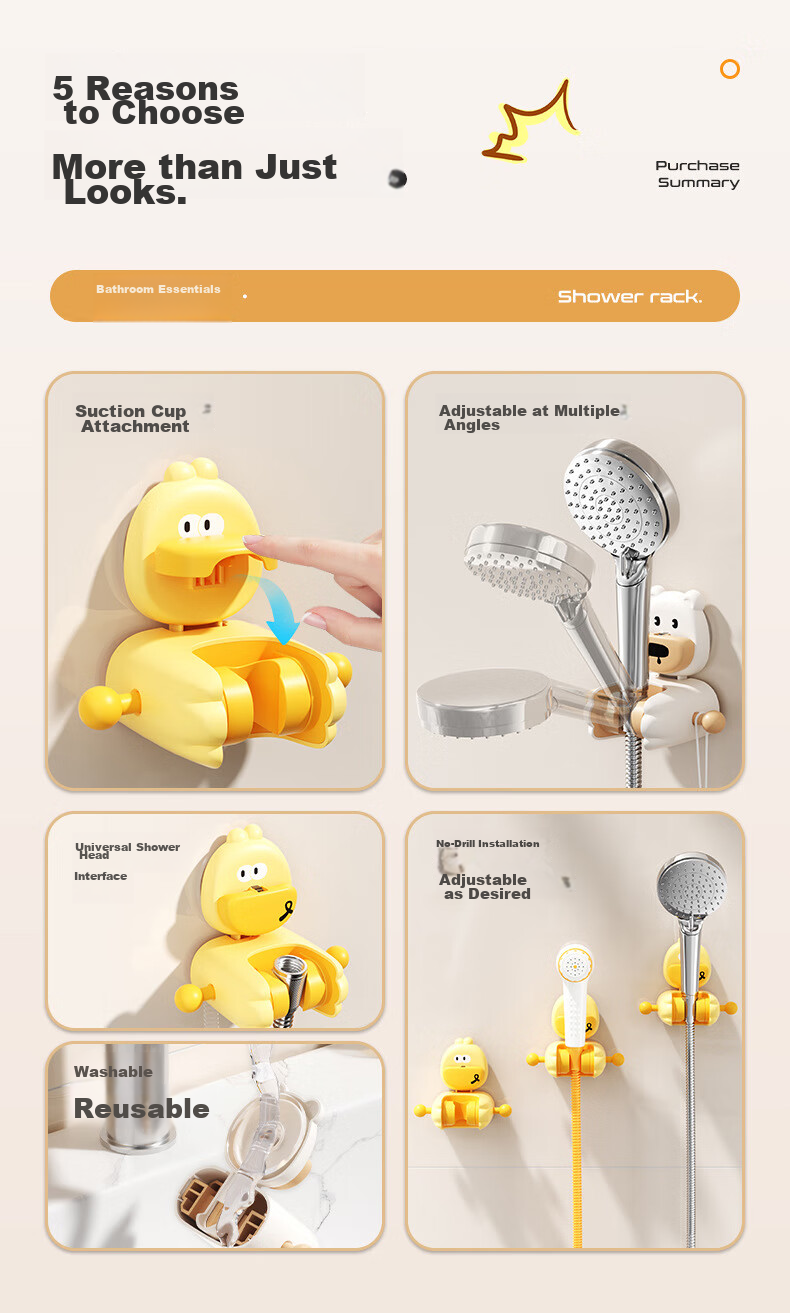 Fanyejia Suction Cup Shower Head Holder, Fixed Device for Home Bathroom, No Drilling Required, Adjustable And Movable Shower Head Bracket for Childre 2