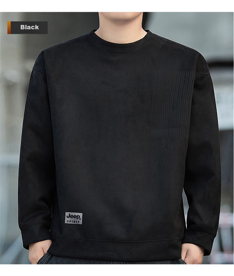 JEEP SPIRIT Men's Sweatshirt, Autumn And Winter Suede Long-Sleeve T-Shirt, Casual Loose Trendy Top for Me 15