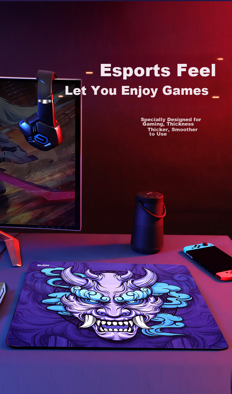 BUBM Gaming Mouse Pad for LOL, PUBG, CSGO, Overwatch, Esports Square Mouse Pad Thickened Smooth Surface 450*400*6mm Tiger Seal Bulba 3