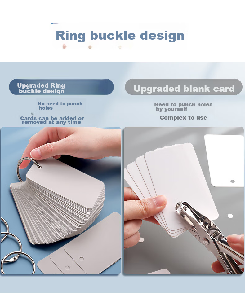 Jinzhi Morandi 400 Blank English Vocabulary Cards, White Hard Card Paper, Portable Loose-Leaf, High School Personal Memorization, Ring-Bound with Punches, Handwritten Learning Self-Made Flashcards 4