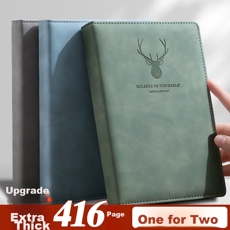 [Lowest Price Online] Jiaranheng Notebook A5 Leather Cover Thickened Journal Simple Business Office Meeting Record Book High-Quality College Student Planner Diary Work Log