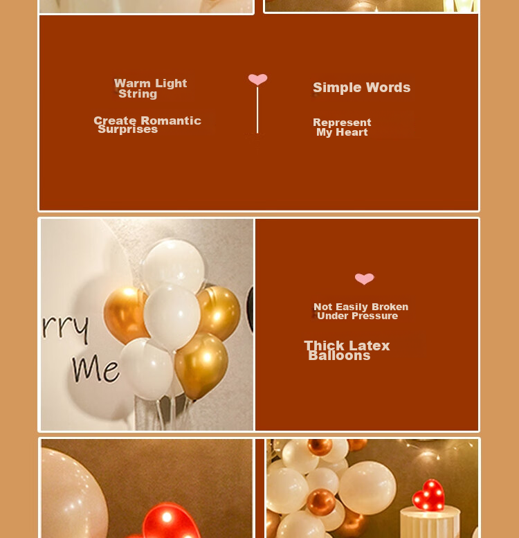 Abaoli KT Board Proposal Setup, Indoor And Outdoor Valentine's Day Birthday Party Balloon Supplies, Confession Hotel Room Decorations, Props 9