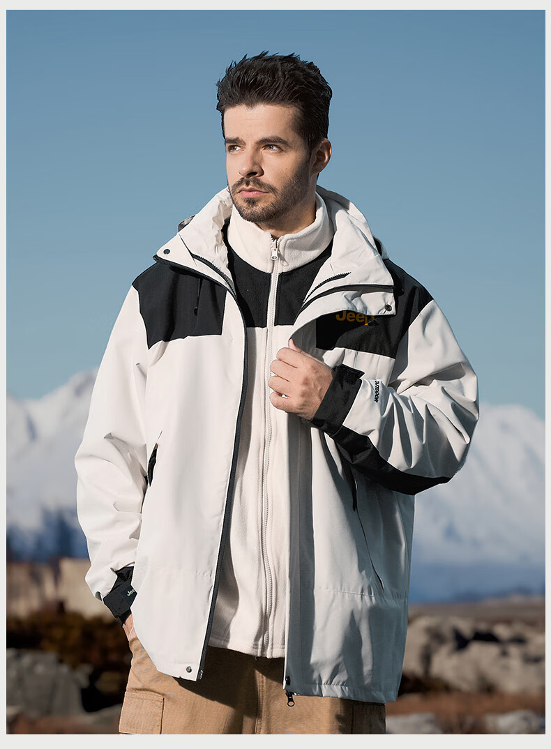 JEEP Men's 3-in-1 Windproof and Wear-Resistant Spring Outdoor Hiking and Mountaineering Jacket 3