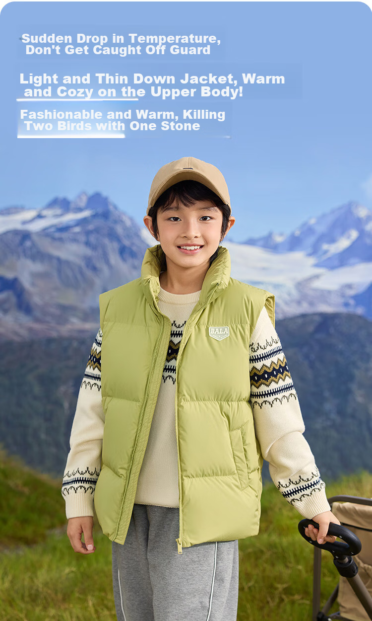 BALABALA Kids Down Vest 2025 New Winter Boys Girls Parent-Child Warm Down Jacket Simple Trendy 2