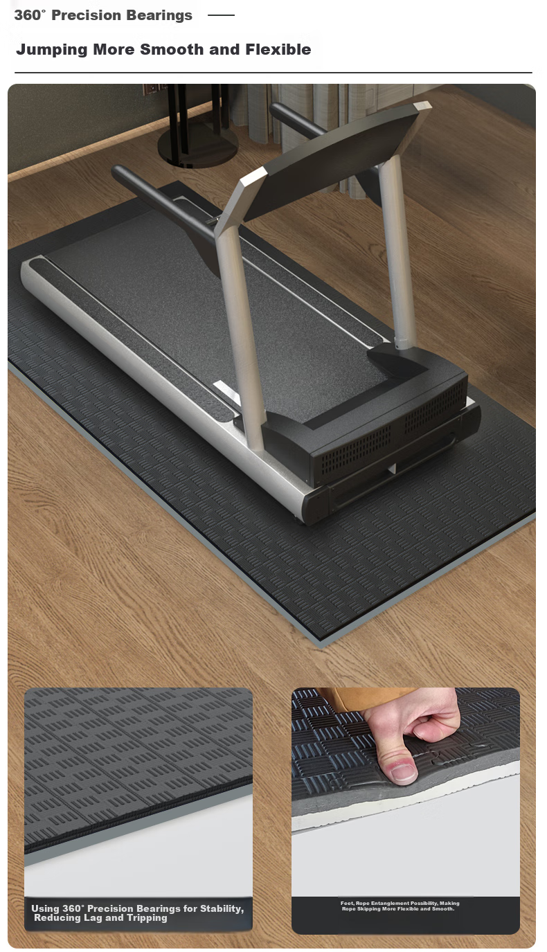 Treadmill Mat, Soundproof Mat, Shock-Absorbing Mat, Thickened Aerobics Mat, Fitness Non-Slip Floor Mat, 1750*800*20mm, Black And Gray 6