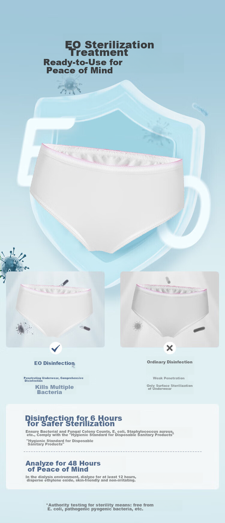 JD Original Pure Cotton Disposable Underwear for Women, Maternity EO Sterilized No-Wash Travel Postpartum Individually Wrapped 5-Pack XL Size 2