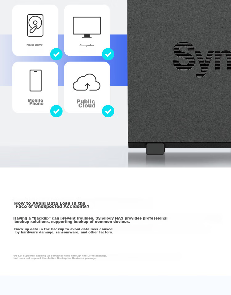 Synology DS124 Quad-Core Single-Bay NAS Network Storage Private Cloud Smart Album Automatic File Storage 9