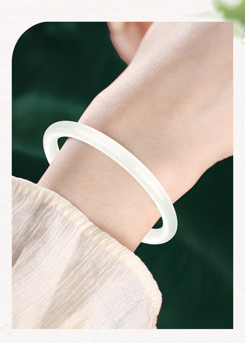 ALLOVE White Moonlight Jade Bangle for Women Ice Type Lychee Jade Bracelet Birthday Qixi Festival Gift for Girlfriend Wife 3
