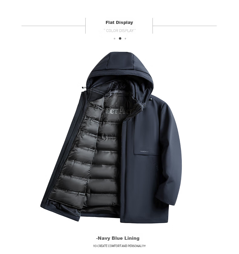 Yalu Five-In down Jacket for Men, Winter Thickened Goose down, Business Style with Detachable Inner Lining, Middle-Aged Men's Large Goose Coat 19