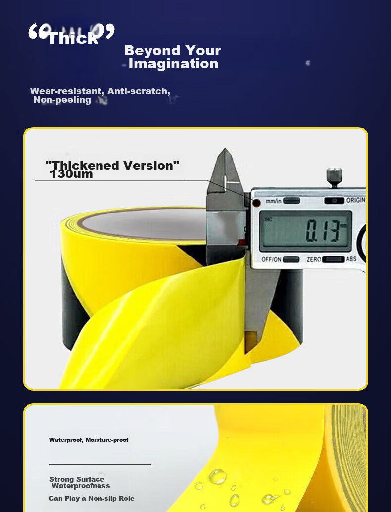 [Lowest Price Online] Baoanjie Yellow And Black Warning Tape, Thickened PVC Diagonal Striped Line Marking Zebra Caution Tape Safety Tape Floor Marking, 48mm*33m*130um, 6 Rolls 4