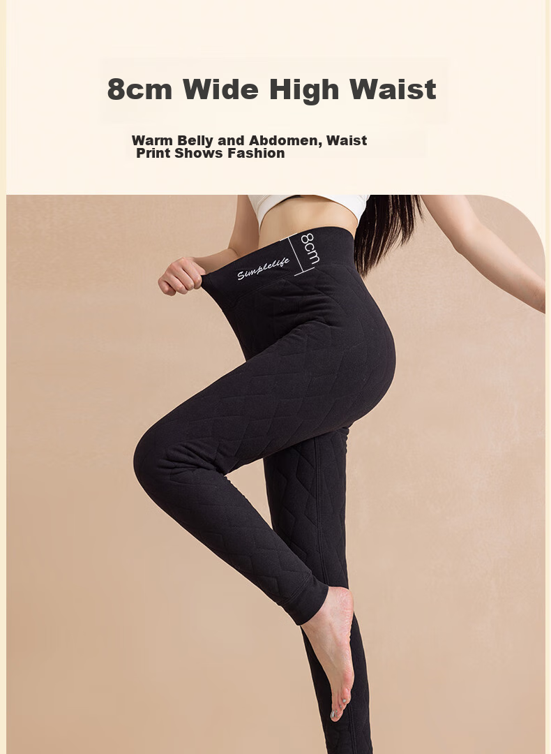 LangSha Fleece-Lined Women's Thermal Pants, Autumn And Winter New High-Waist Tummy Control Leggings, 100% Wool Layered Base Thick Cotton Thermal Underwear 7